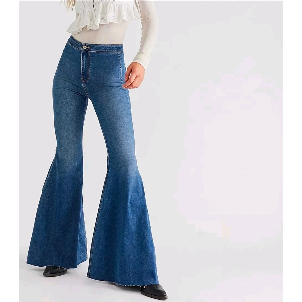 Free People We The Free Just Float On Flare Jeans Blue Denim Size 26